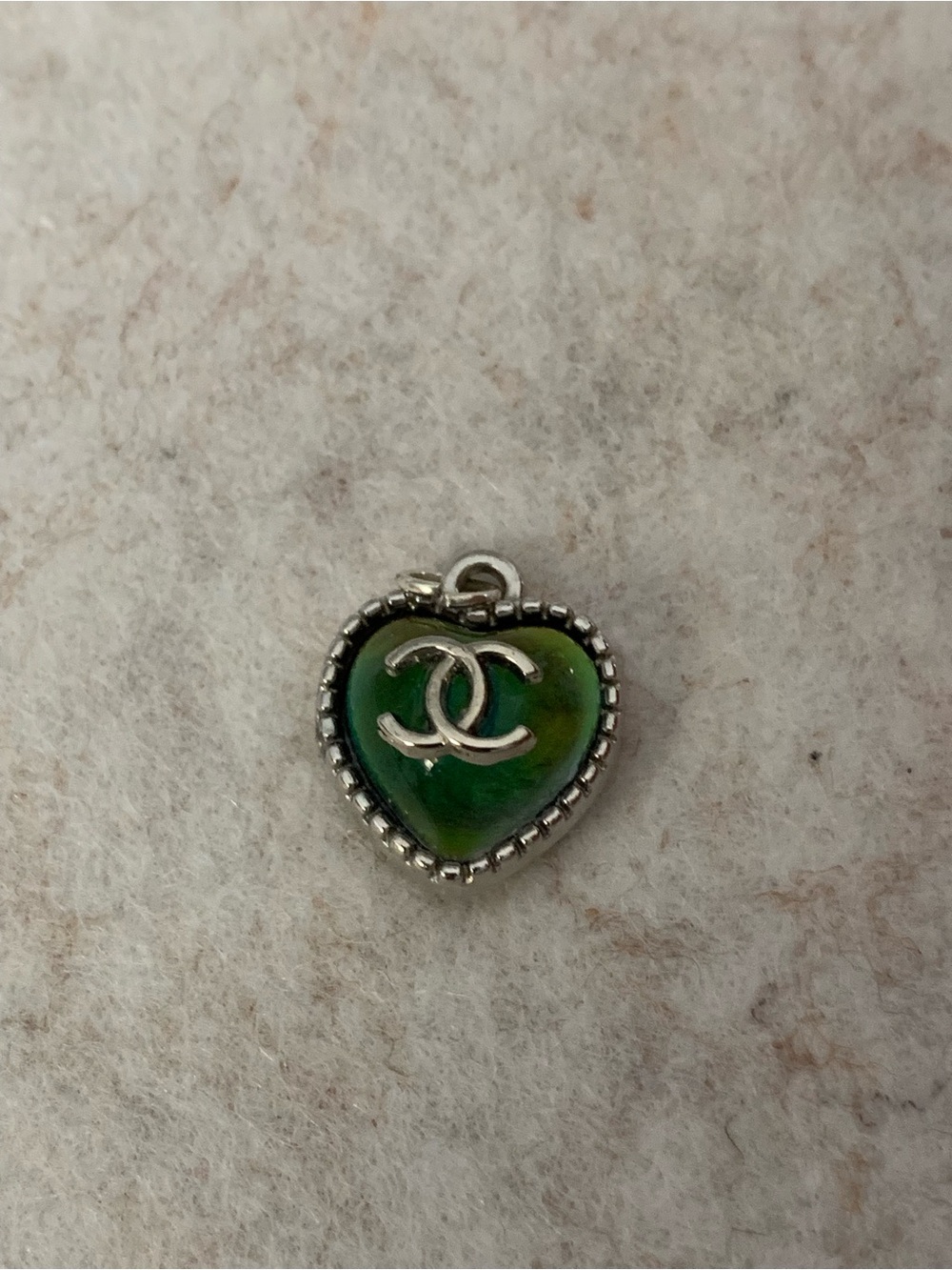 Cute and Elegant Upcycled Color Changing Heart Pendant Charm - Silver-Tone Logo